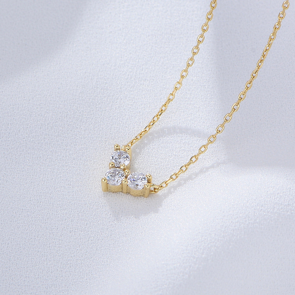 Zircon Love Sterling Silver Necklace Sense Cute Sweet