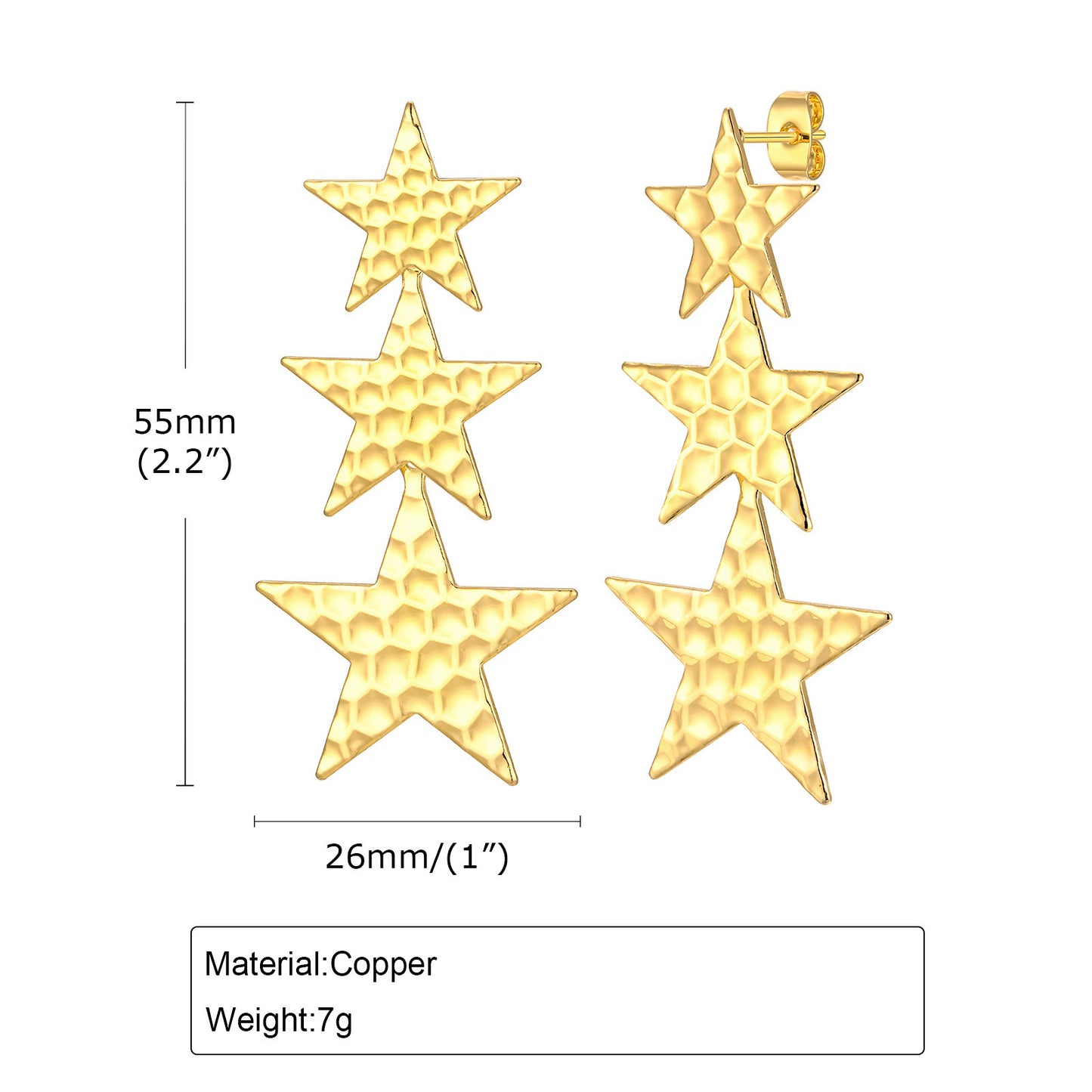 Geometric Star Earrings Women's Fashion Copper Jewelry Wholesale