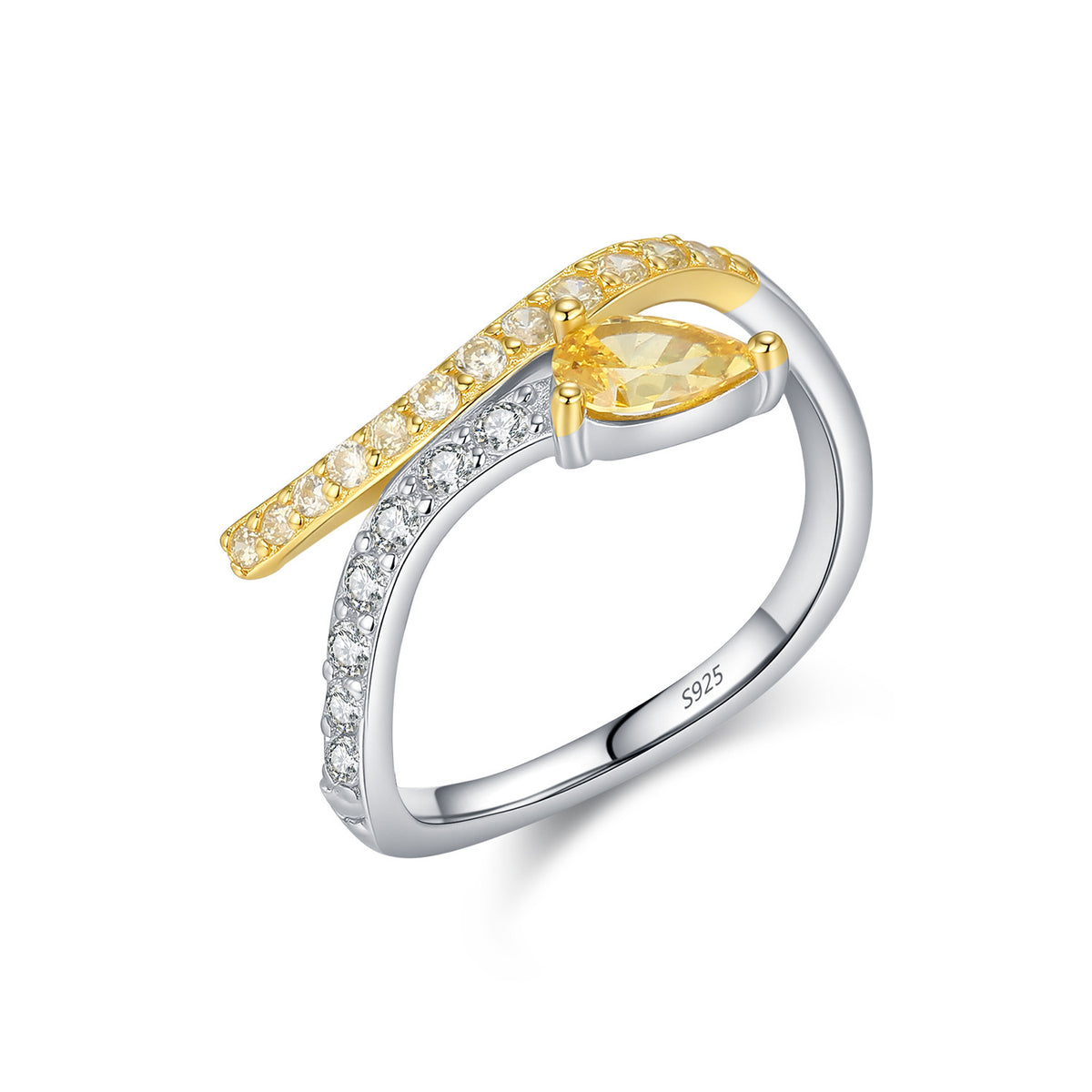 925 Sterling Silver Two-Tone Zircon Snake Ring