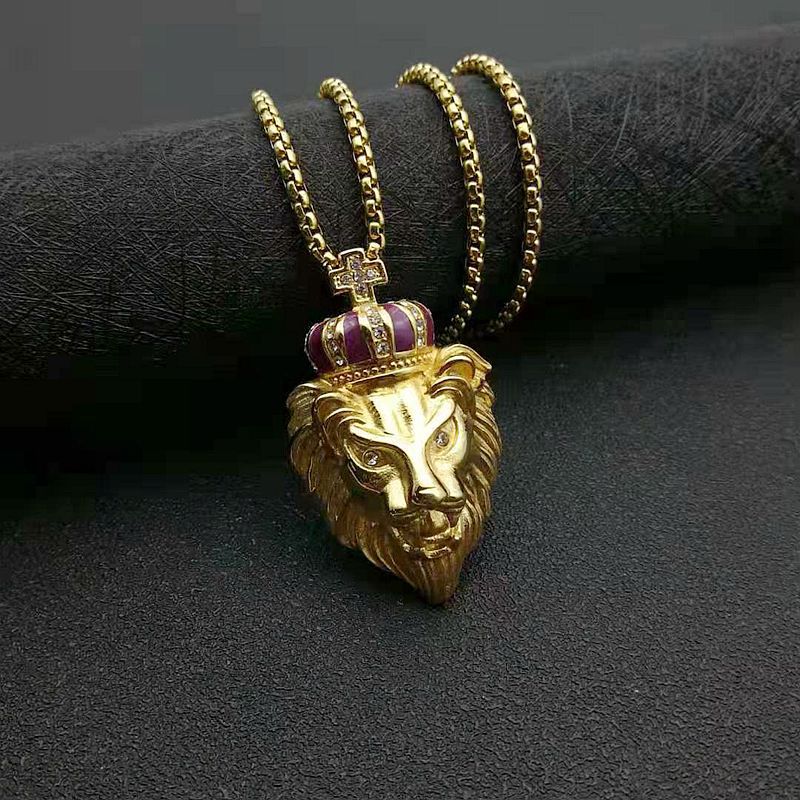 Gold-Plated Stainless Steel Necklace – Elegant Lion Head
