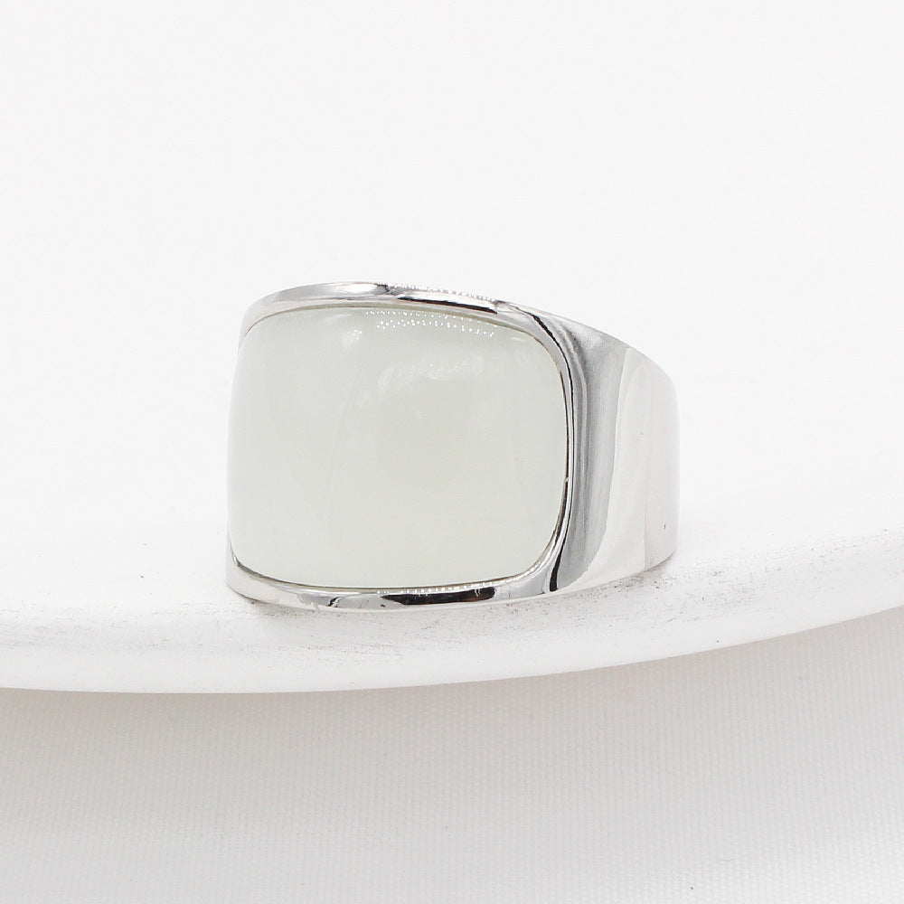 Opal Ring Titanium Steel Multicolor Unisex Protective Statement Jewelry By Planderful For All Styles