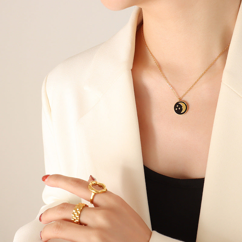 Celestial Charm Necklace - Trendy Star Moon Pendant with Gold Chain