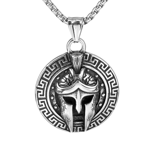 Vintage Ancient Greek Men's Stainless Steel Pendant Spartan Mask