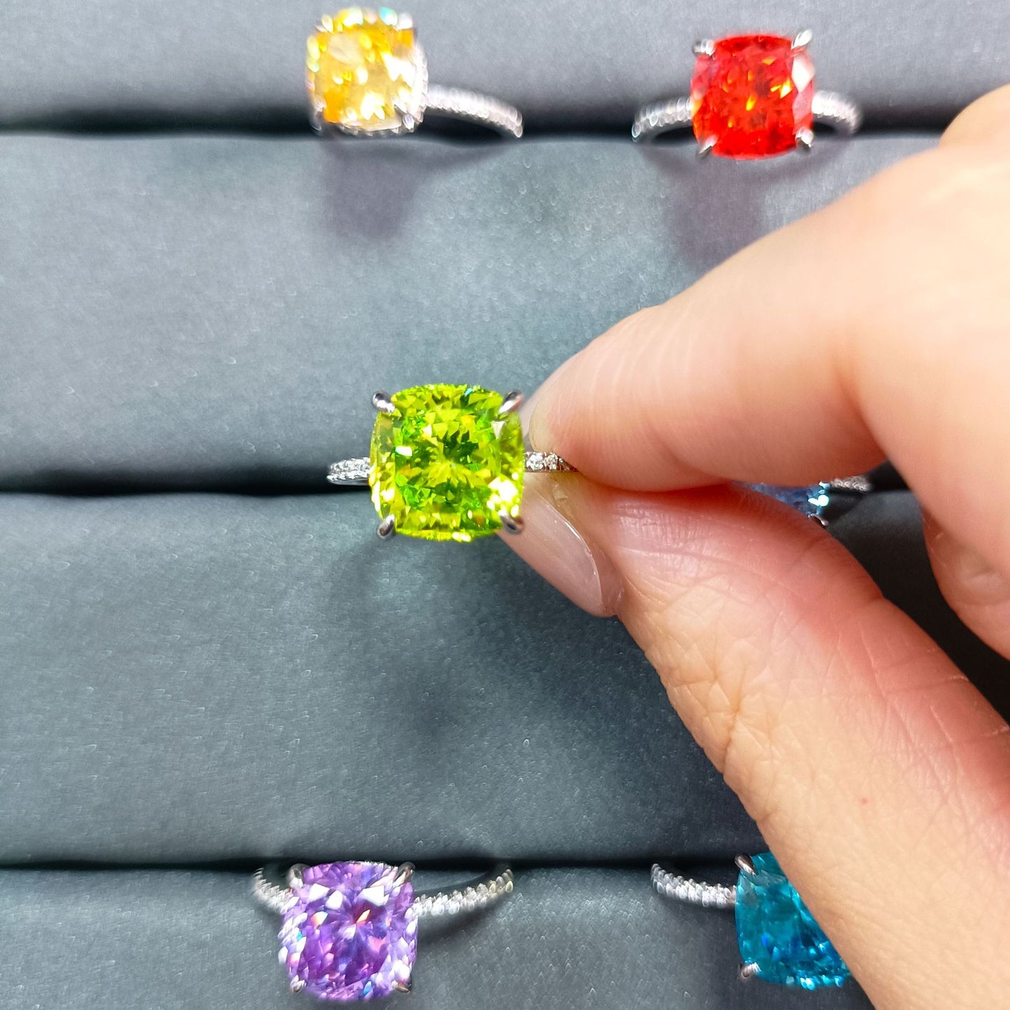 925 Sterling Silver 5ct Flame Ice Flower Cut Water Drop Ring