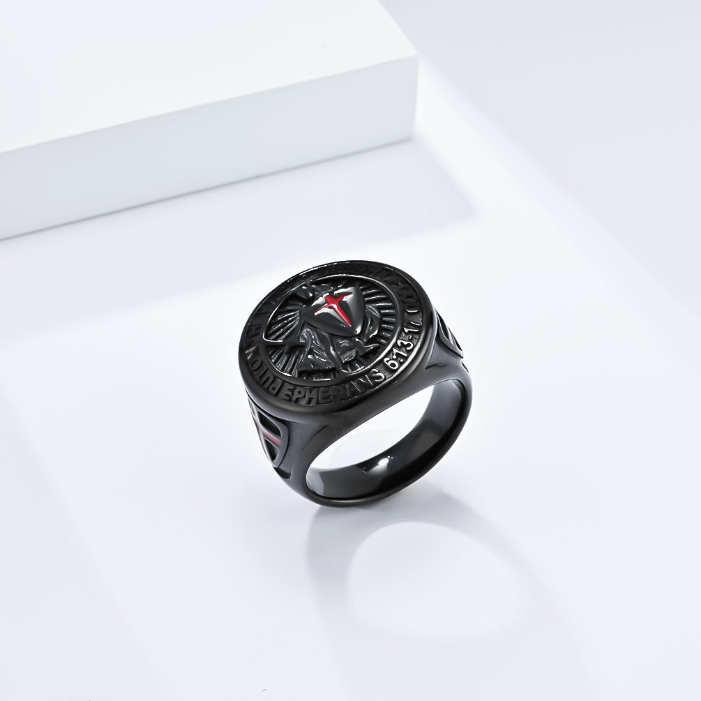 Planderful Stainless Steel Ring Templar Shield Cross Retro Hip Hop Bold For Men Who Love Streetwear
