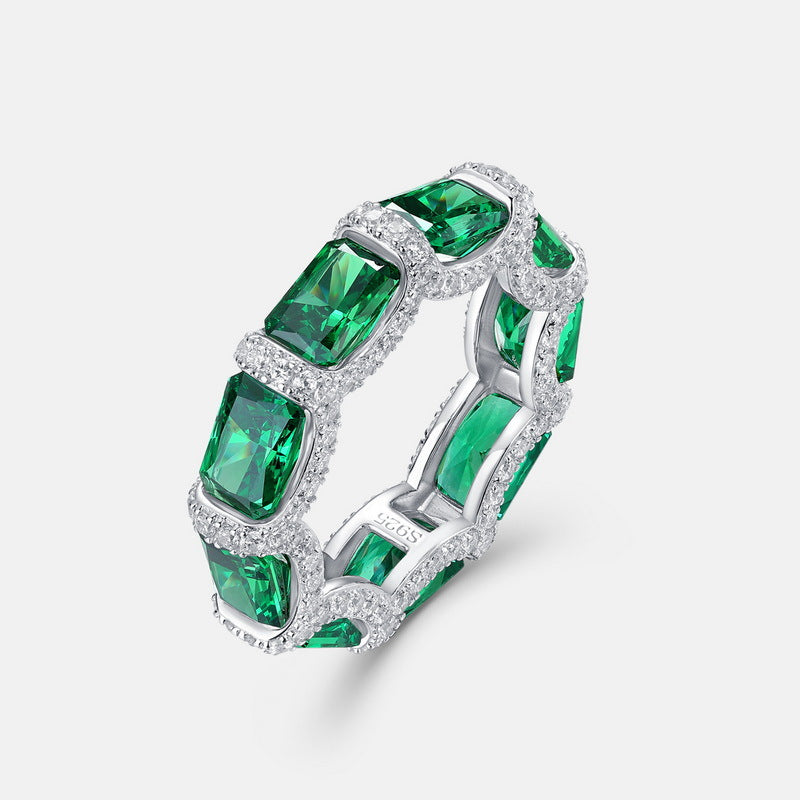Planderful Classic Lab-Grown Emerald Sterling Silver Ring – Style 1