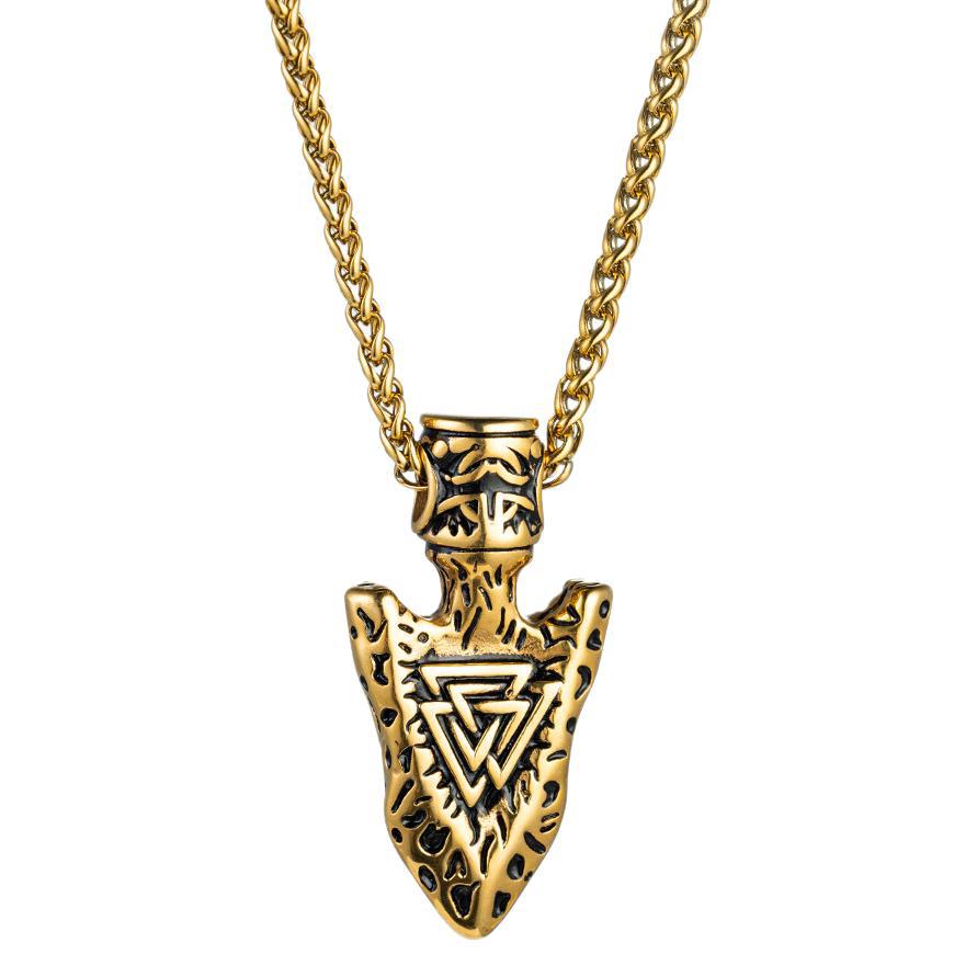 Planderful Titanium Steel Viking Triangle Rune Necklace For Hip Hop Punk Style Men Durable Bold Everyday Genie Collection