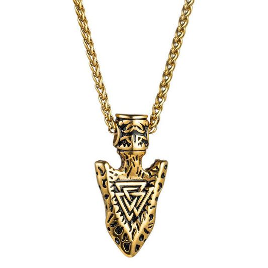 Planderful Titanium Steel Viking Triangle Rune Necklace For Hip Hop Punk Style Men Durable Bold Everyday Genie Collection