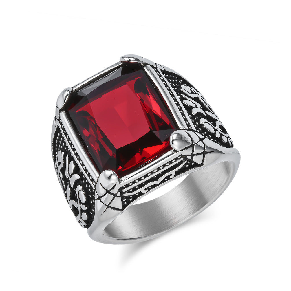 Imitation Gemstone Ring – Vintage Men's Ring