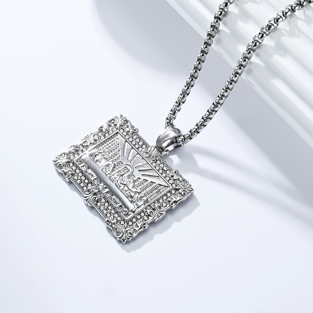 Planderful The Last Supper Necklace Titanium Steel Pendant With Zircon For Hip Hop Trendsetters