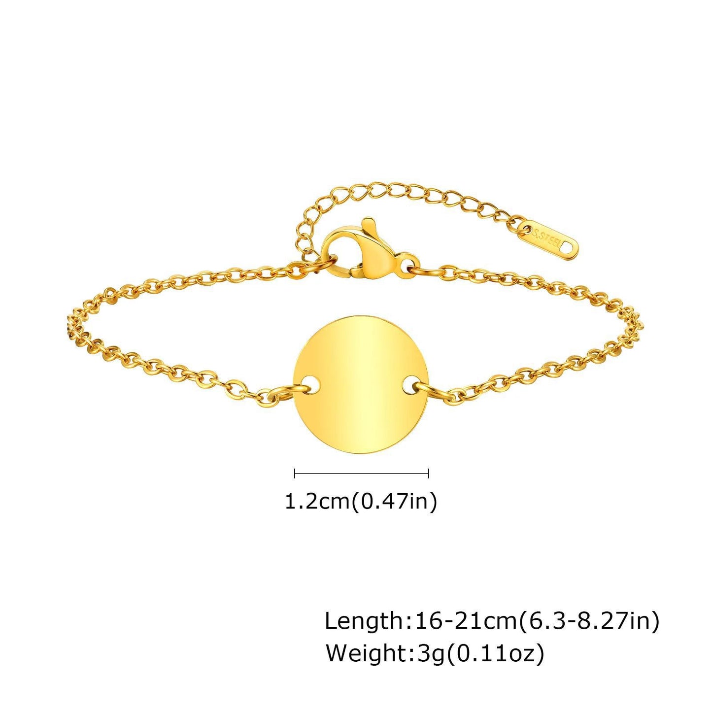 Planderful Jewelry Stainless Steel Round Label Bracelet for Women Minimalist Everyday Accessory