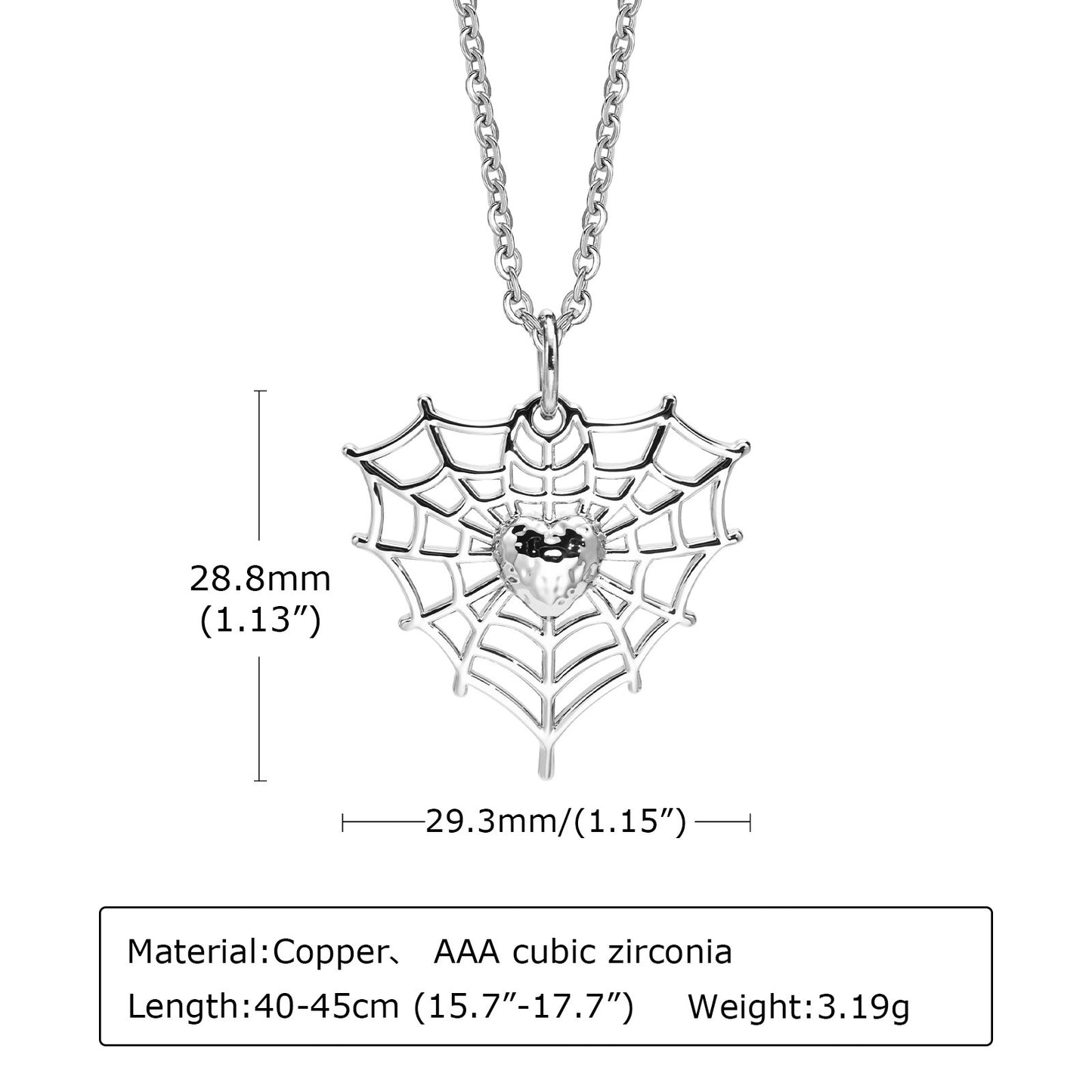 Copper One-Web Love Pendant Gothic Spider Web Love Inlaid Zircon Spider Necklace Couple