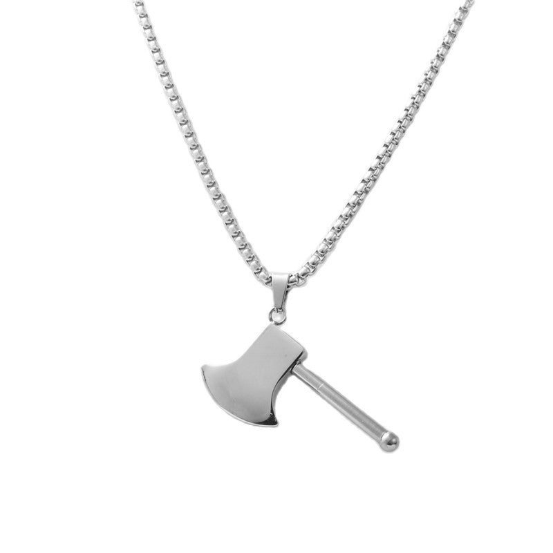 Personalized Retro Titanium Steel Axe Pendant Necklace for Men - Trendy Domineering Design