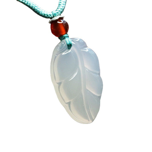 White Chalcedony Leaf Pendant