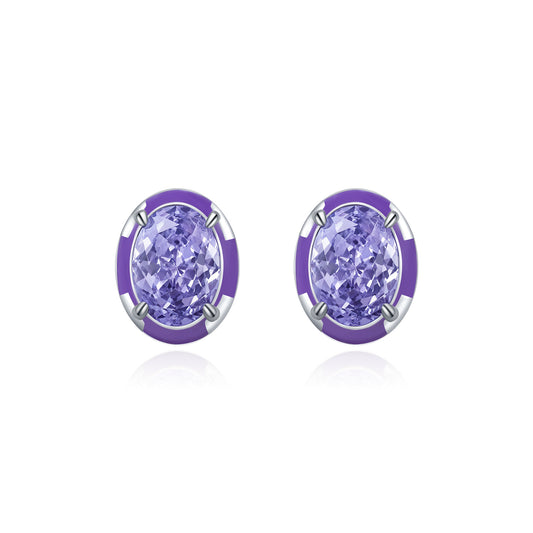 Planderful Everyday Genie Earrings – Elegant Geometric Design with Lavender Zircon