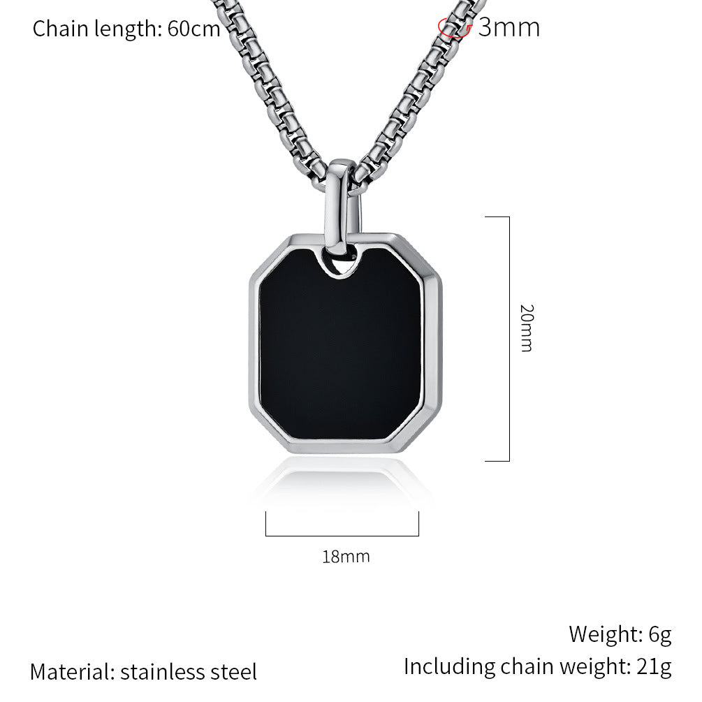 Planderful Everyday Genie Stainless Steel Square Pendant Necklace Unisex For Men And Women Protection Charm