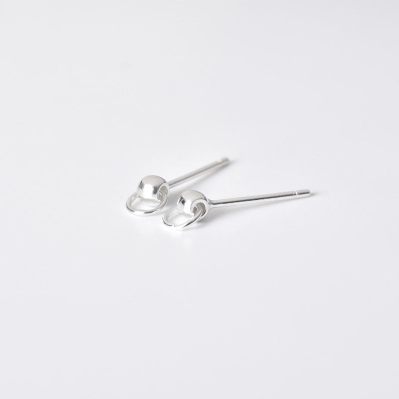 Small Bean Design Sterling Silver Stud Earrings