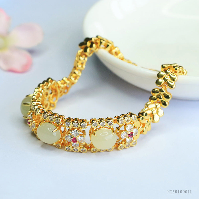 Qingshui Hetian Jade Wheat Motif Bracelet