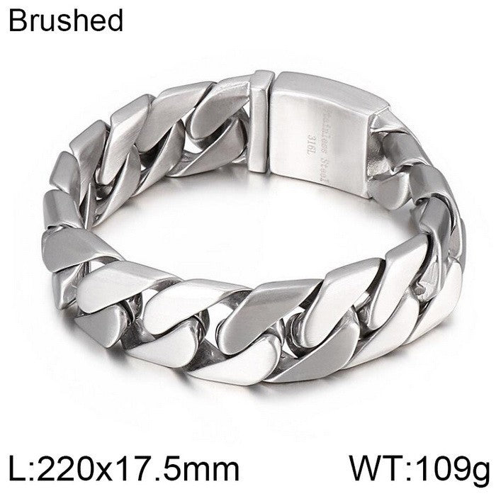 Urban Style Titanium Steel Men's Bracelet with Cuban Chain Detail