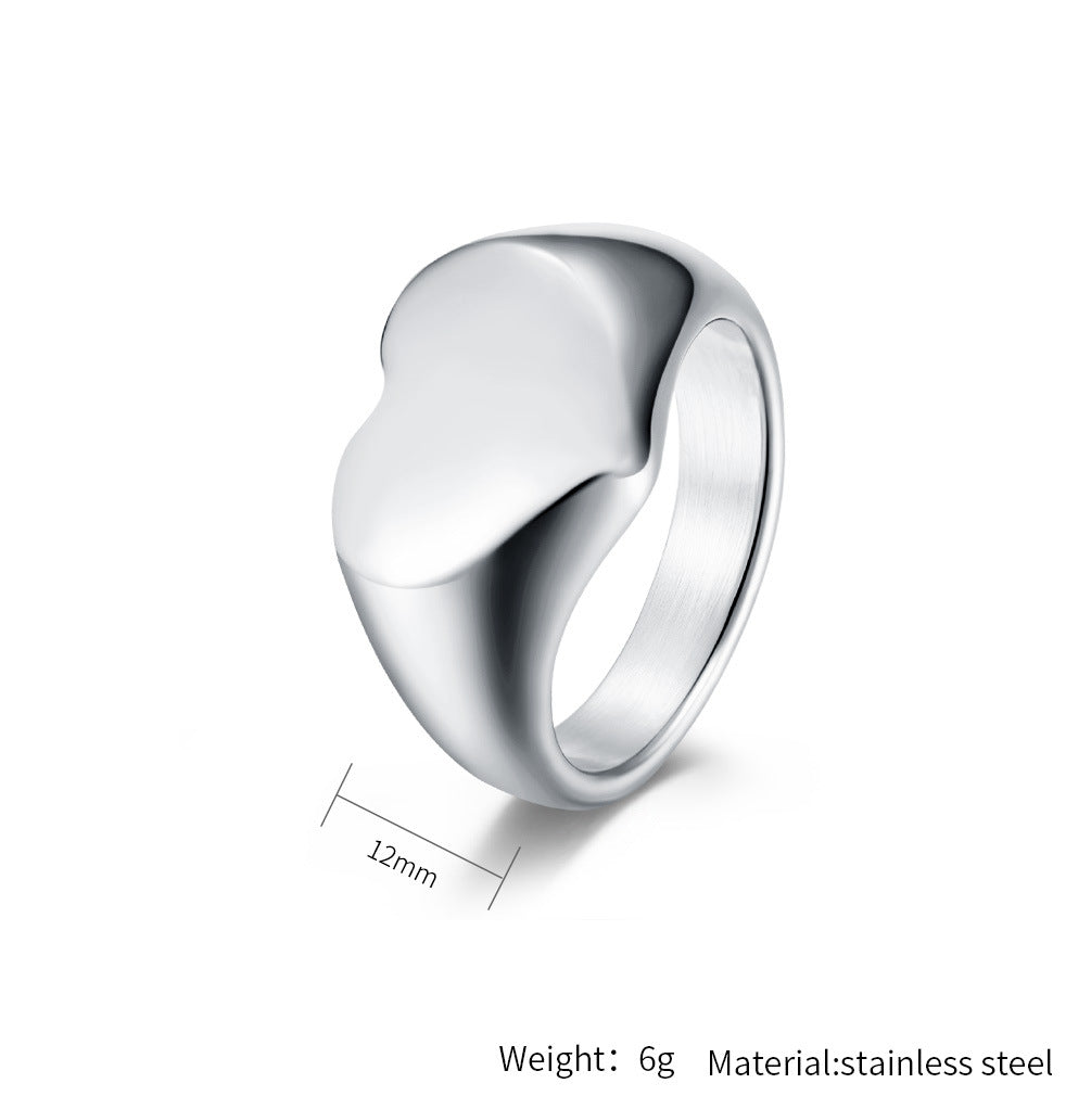 Planderful Personalized Heart Shaped Couple Ring In Steel Titanium For Men And Women