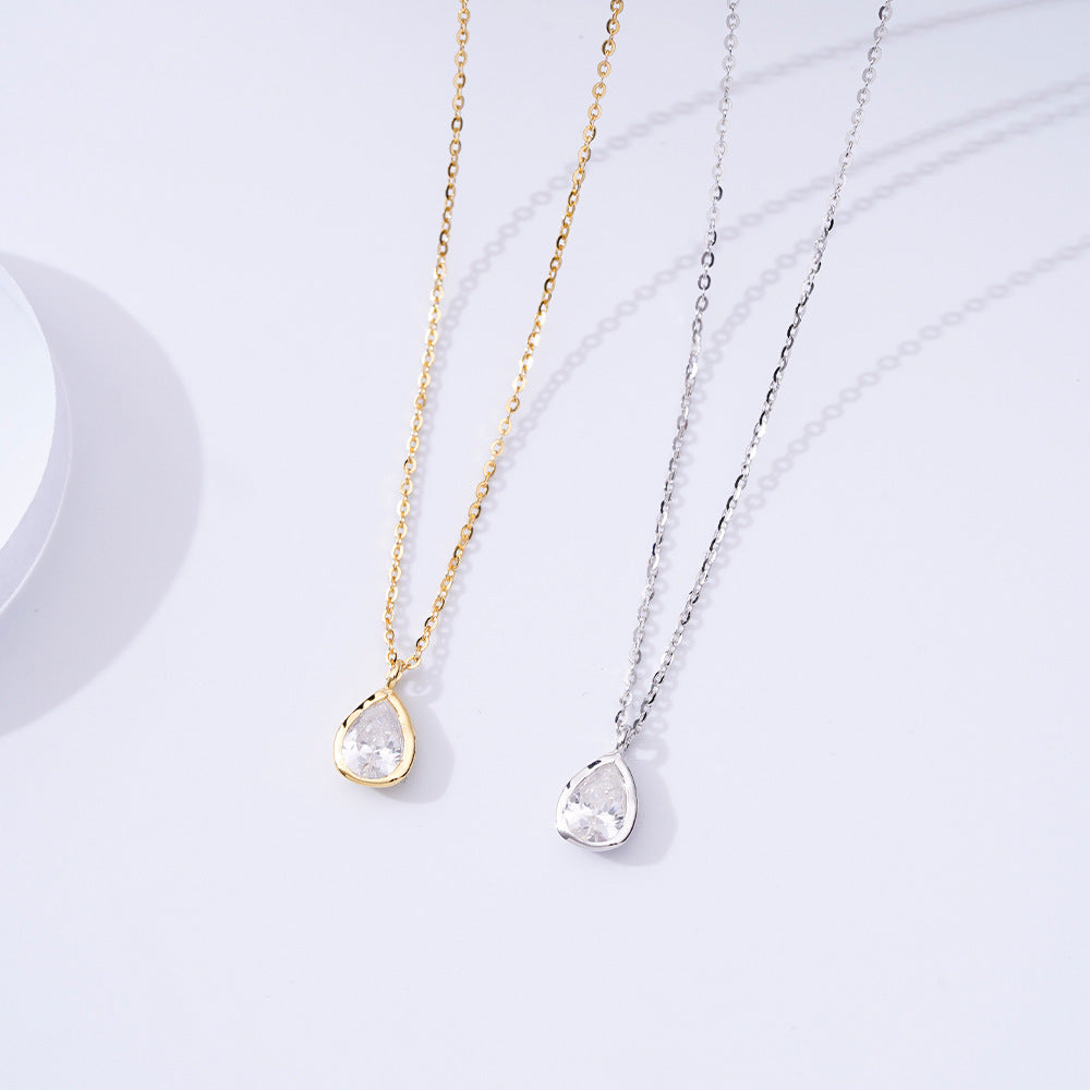 S925 Sterling Silver Collarbone Chain Water Drop Jewelry