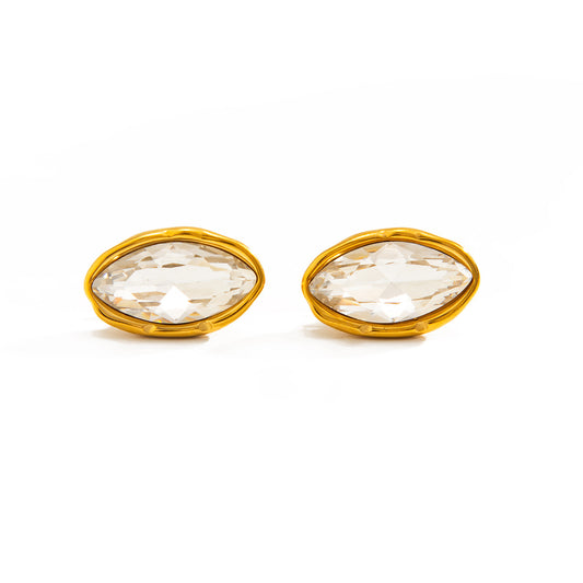 Horse Eye Zircon Earrings Planderful Vienna Verve Sparkling Stainless Steel Geometric Jewelry For Modern Women
