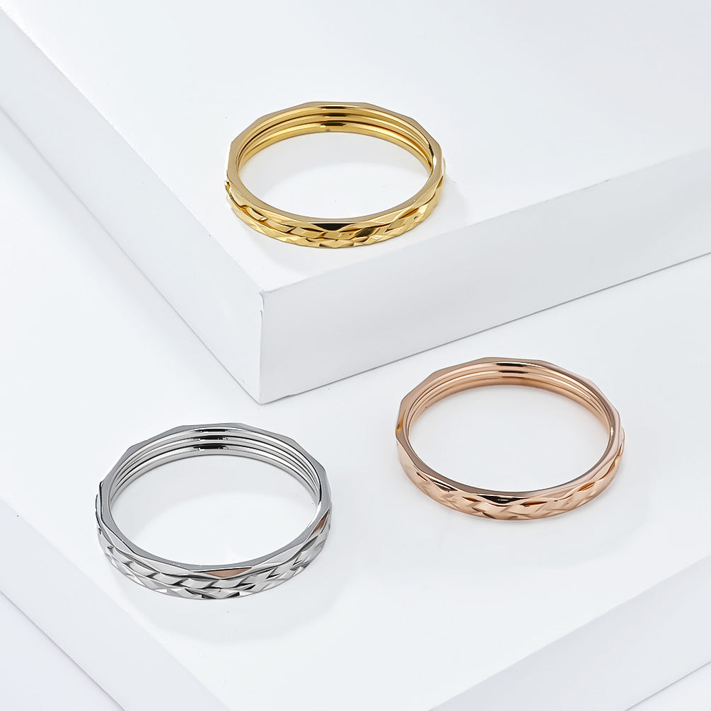 Planderful Everyday Genie 1mm Stackable Titanium Steel Ring Set For Women Light Luxury Hand Jewelry Sizes 5 To 10