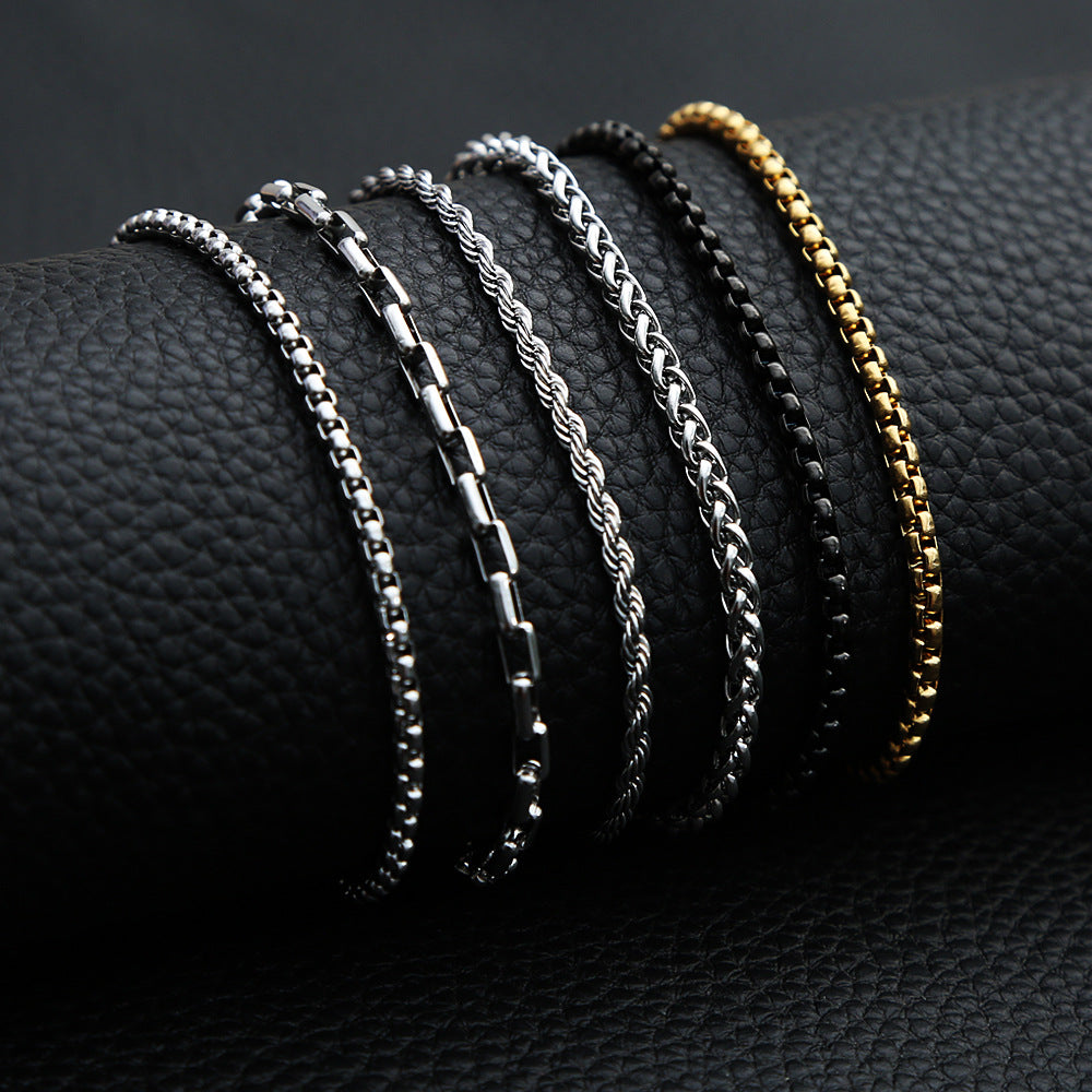 Pearl Bead Chain DIY Stainless Steel Men's Pendant Necklace