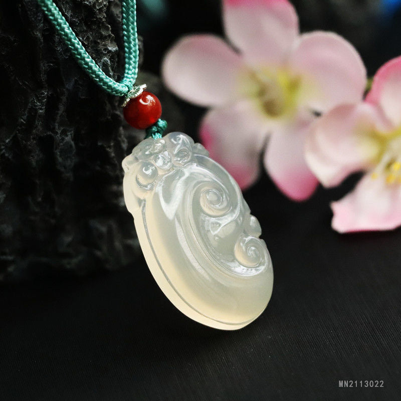 White Chalcedony Ruyi Pendant