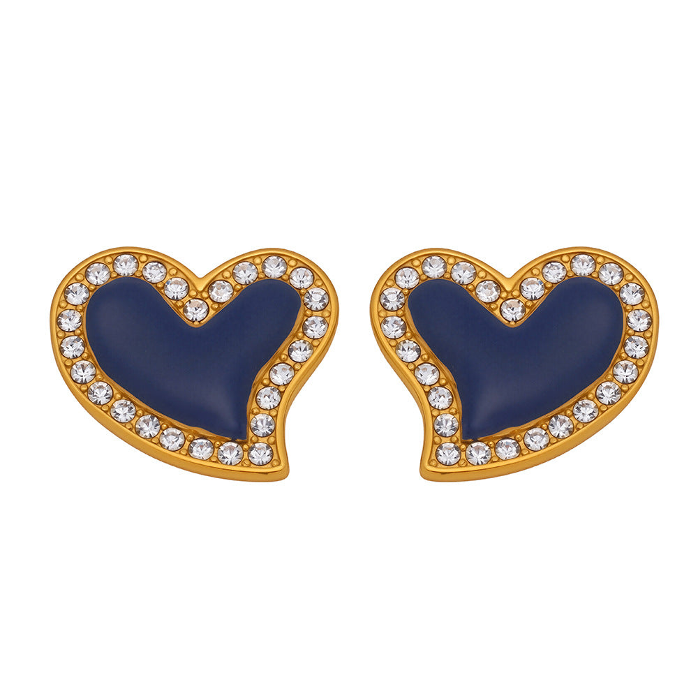 Planderful Heart Zircon Earrings For Women Luxury 18K Gold