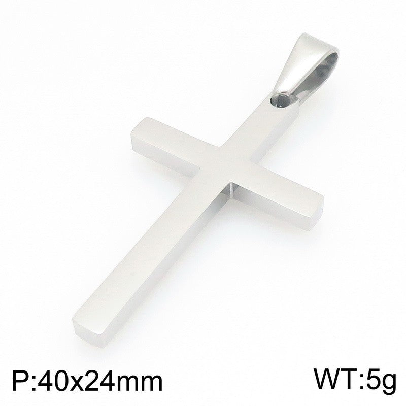 Japanese And Korean Pendant, And Smooth Cross Stainless Steel Men's And Women's Jewelry Necklace