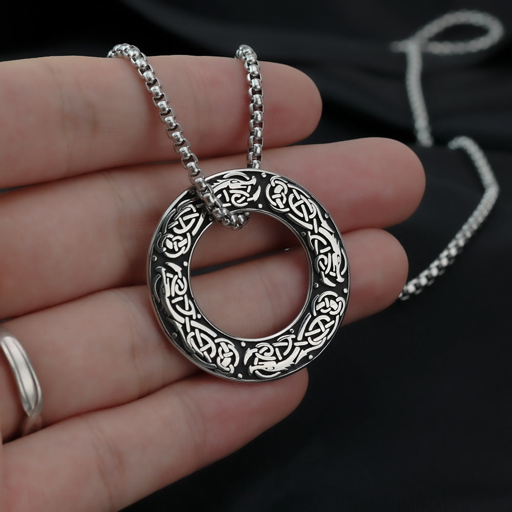 Planderful Norse Legacy Titanium Steel Viking Wolf Pendant Necklace For Men Retro Totem Light Luxury