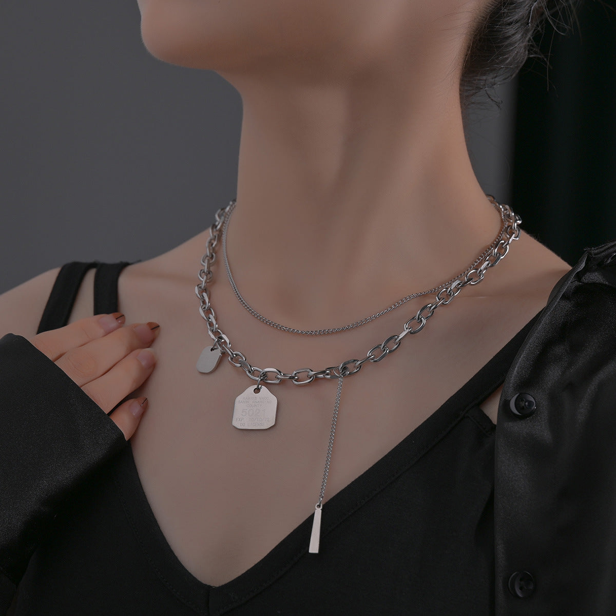 Cold Wind Titanium Steel Layered Necklace - Women's Fashion Chain