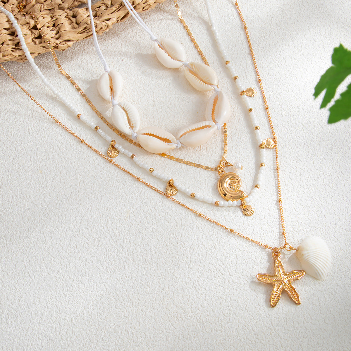 Shell & Starfish Beaded Layered Necklace