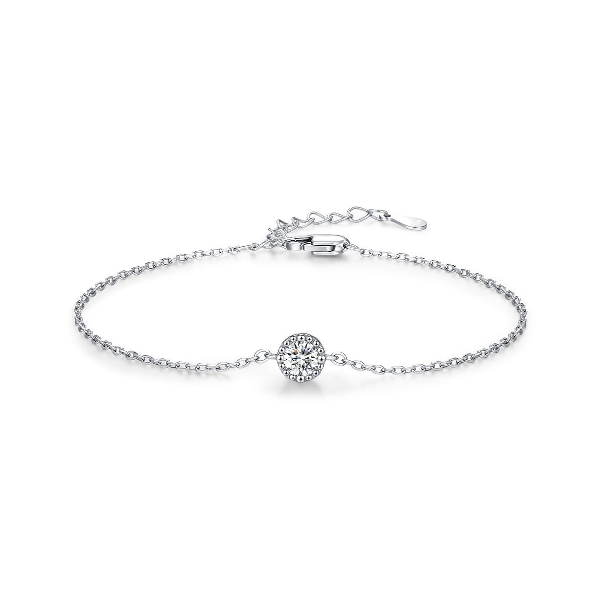 925 Sterling Silver Round Moissanite Bracelet