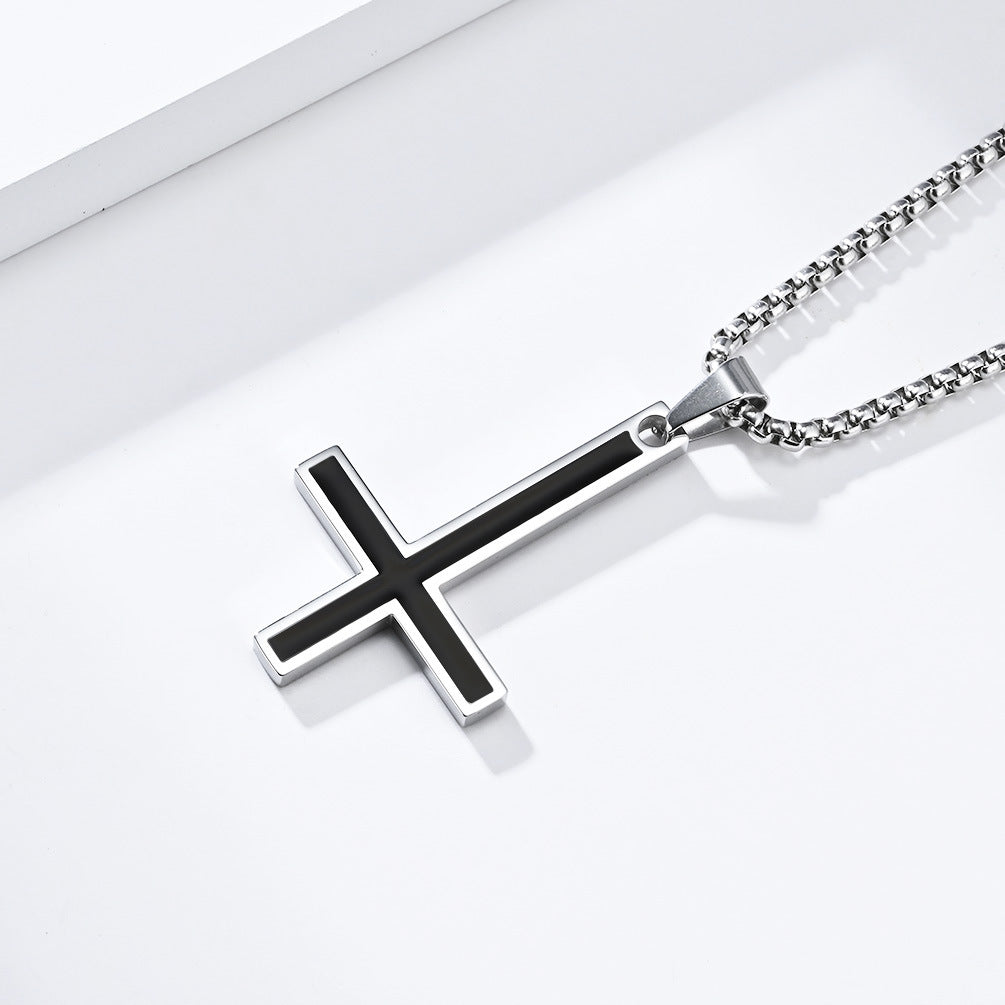 Steel Necklace – Vintage Inverted Cross Pendant