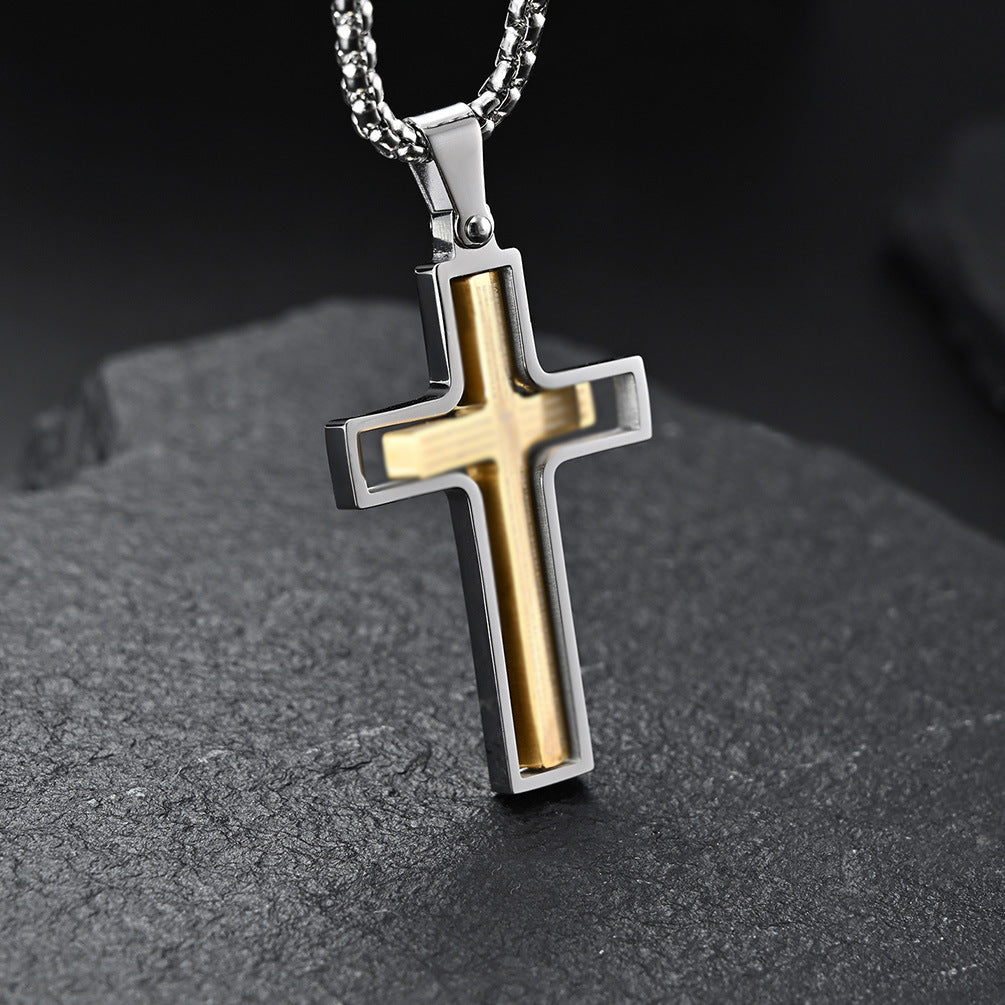 Planderful Rotatable Cross Scripture Necklace Titanium Steel For Fashion Forward Street Style Fans