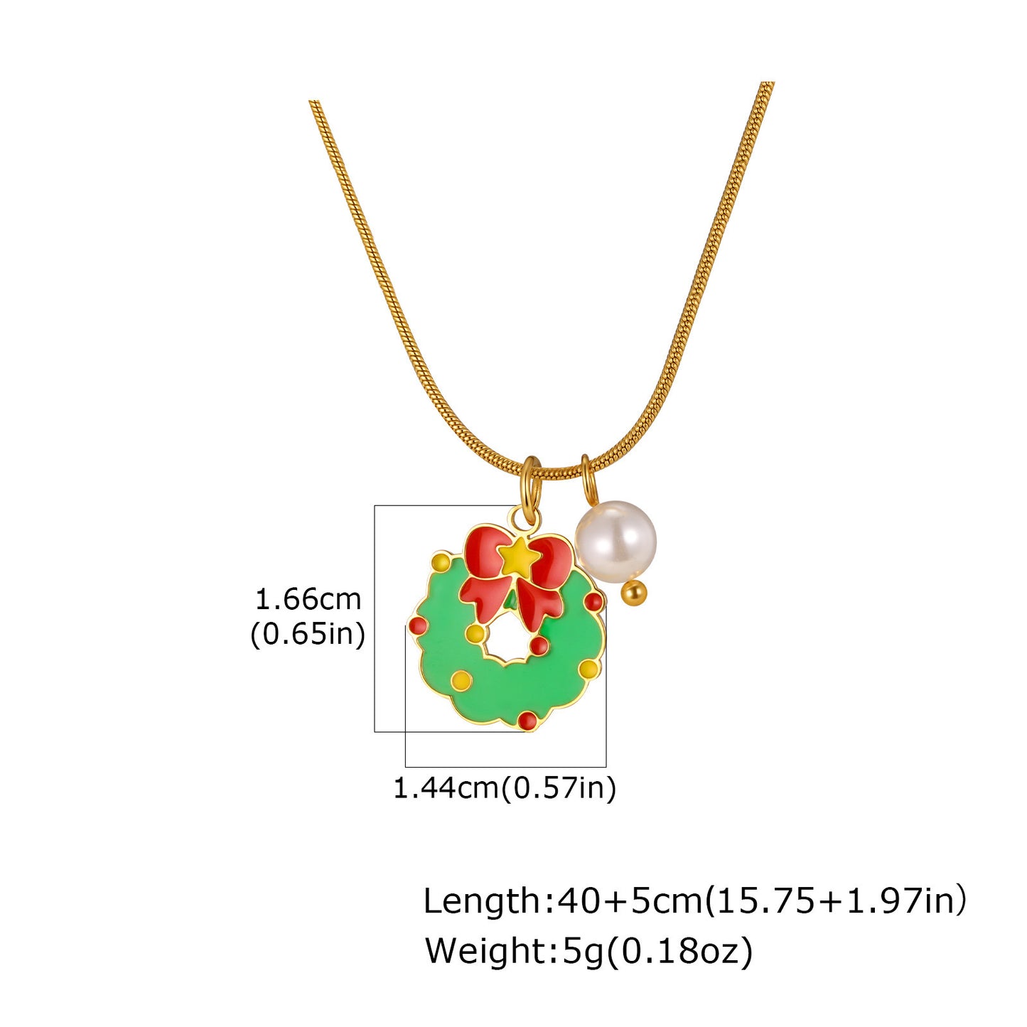 Stainless Steel Christmas Bells Santa Holiday Collection Girl Ornaments Pearl Necklace