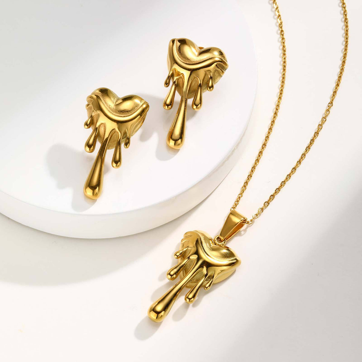 Stainless Steel Heart Jewelry — Earrings or Necklace