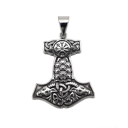 Steel Necklace – Vintage Nordic Thor's Hammer Pendant For Everyday Wear Unisex Accessory
