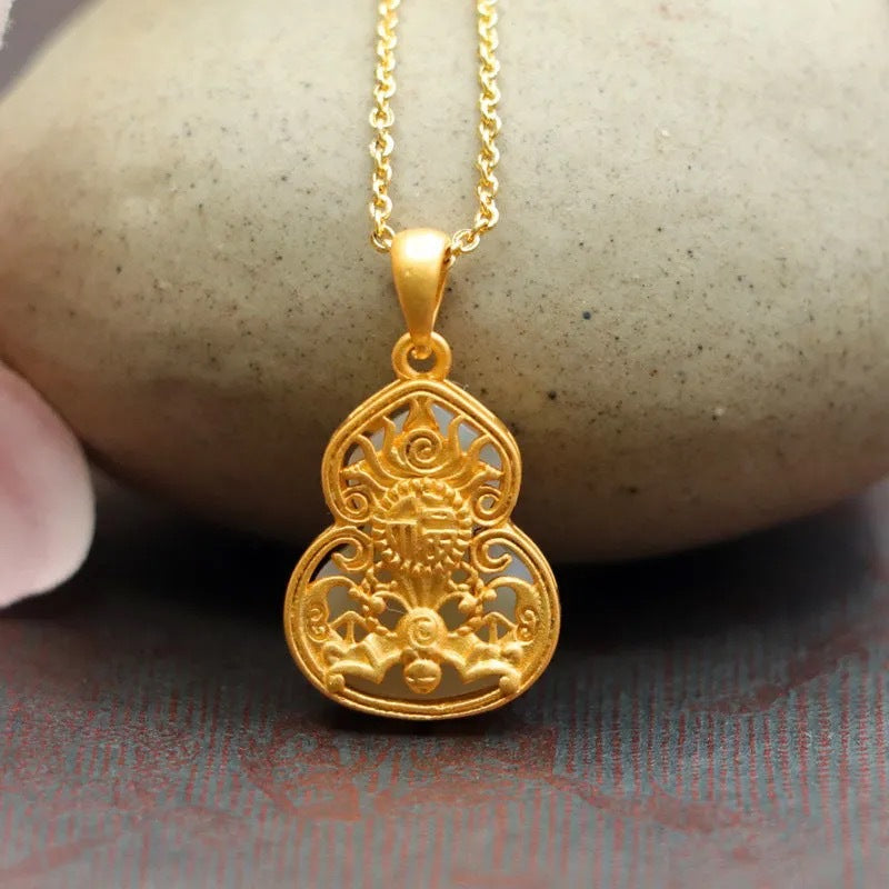 White Hetian Jade Gourd Pendant — No Chain