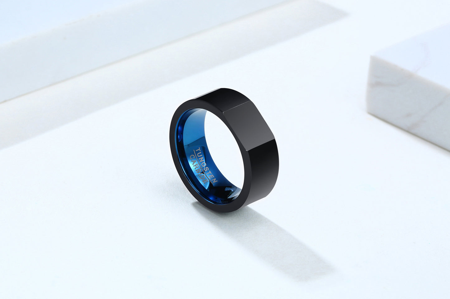 Tungsten Steel Ring Blue And Black Ring For Men