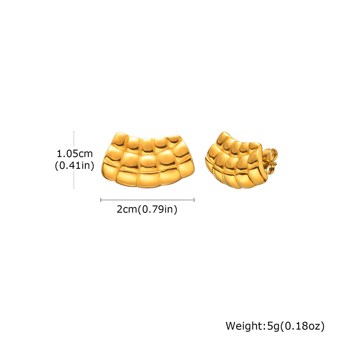 Gold-Tone Textured Fan Stud Earrings