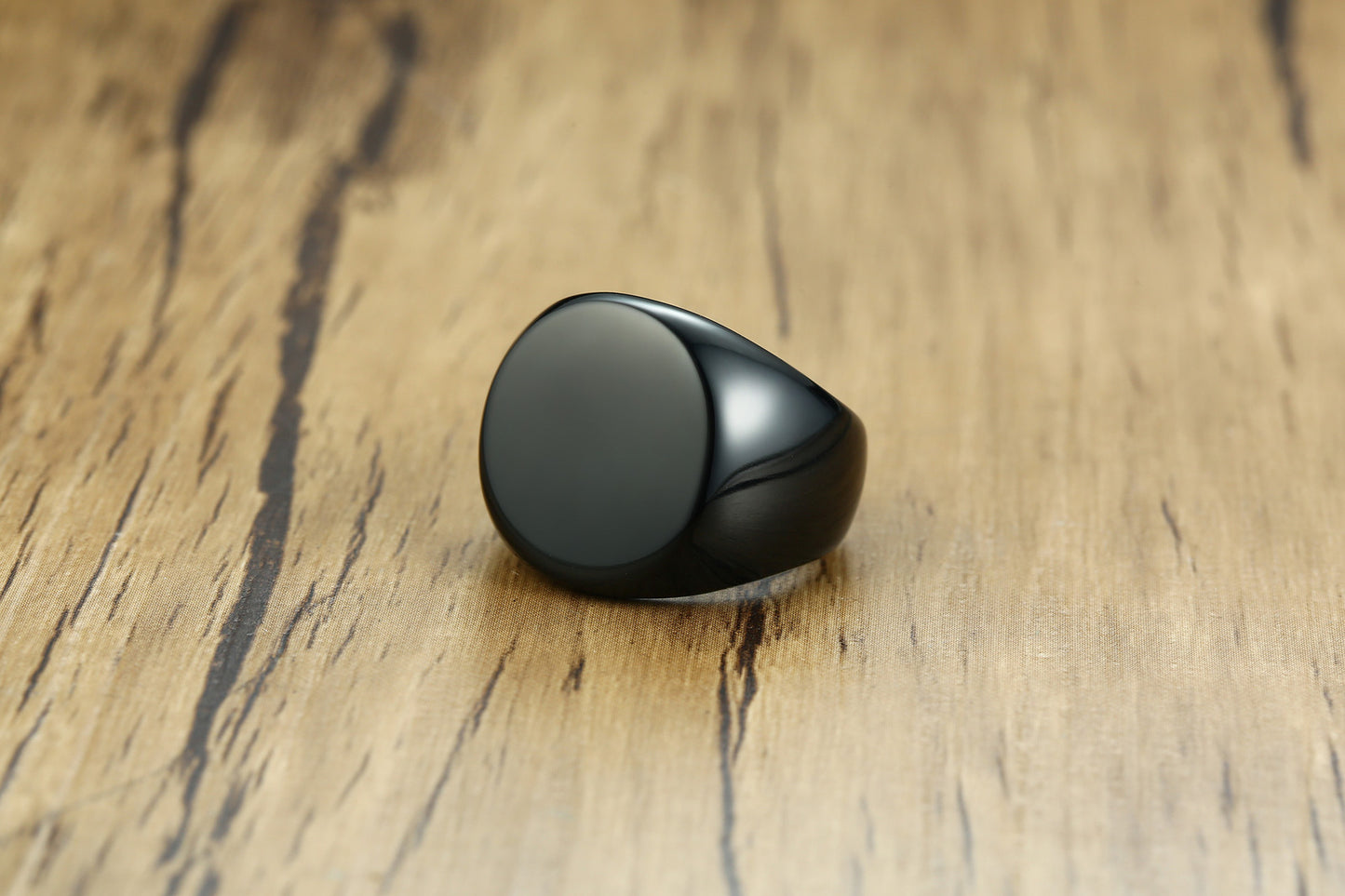 Men Rings Stainless Steel Round Ring Black Gold Wholesale