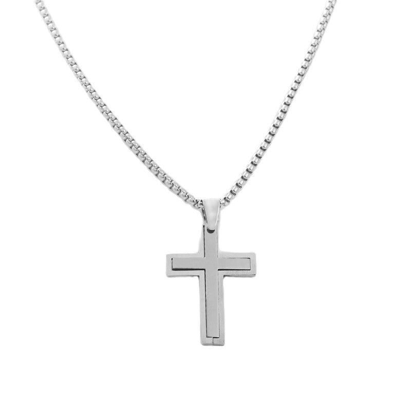 Personalized Titanium Steel Cross Pendant Necklace for Men - Trendy Retro Design
