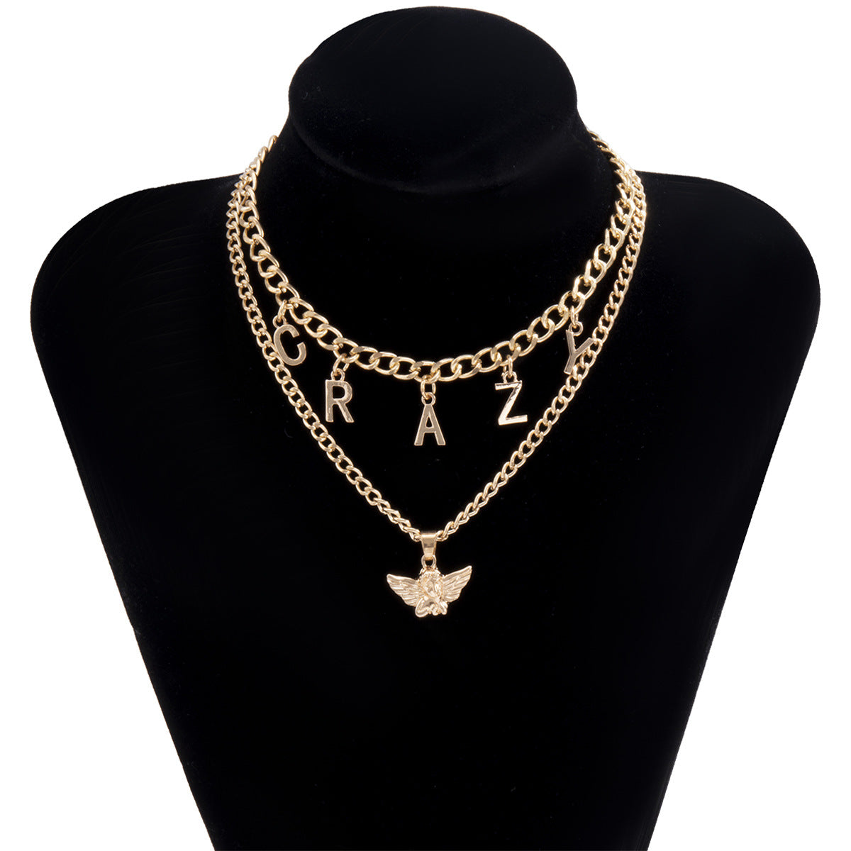 Planderful Vienna Verve Letter Tassel Necklace For Women - Retro Collarbone Chain Hip Hop Angel Style Statement Jewelry