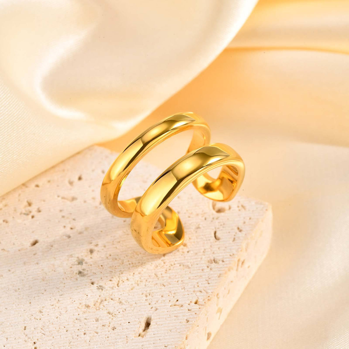 Color Matching Double-Layer Steel Gold Open Ring Stainless Steel