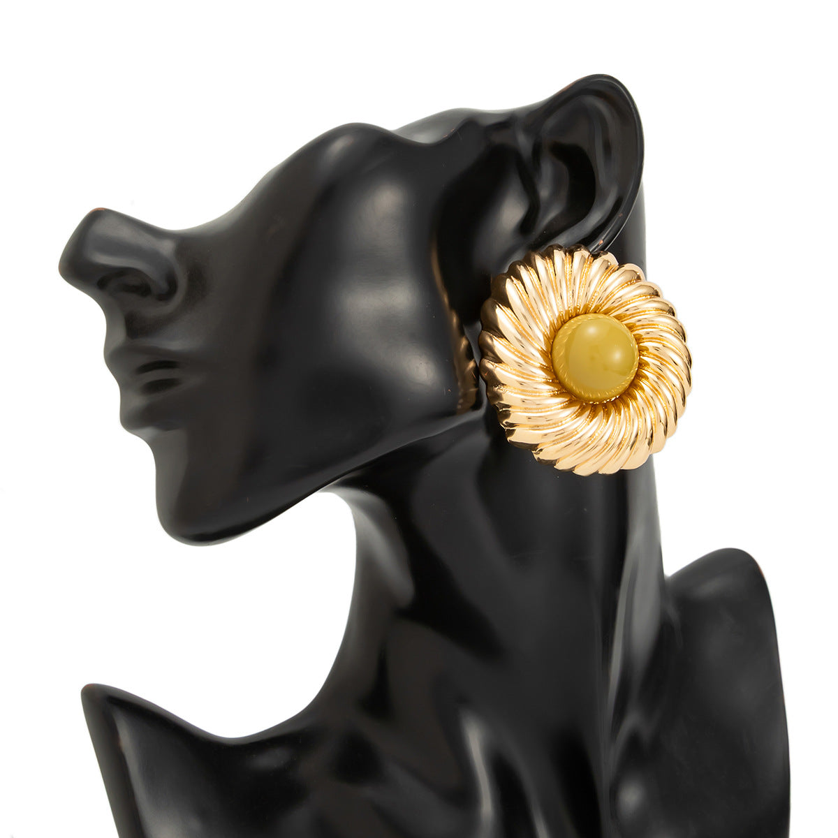 Planderful Vienna Verve Retro Exaggerated Round Gem Stud Earrings for Women Bold Geometric Jewelry