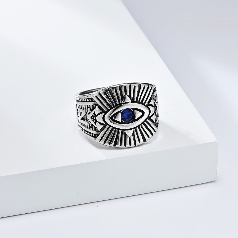 European and American Literary Retro God's Eye Ring for Men