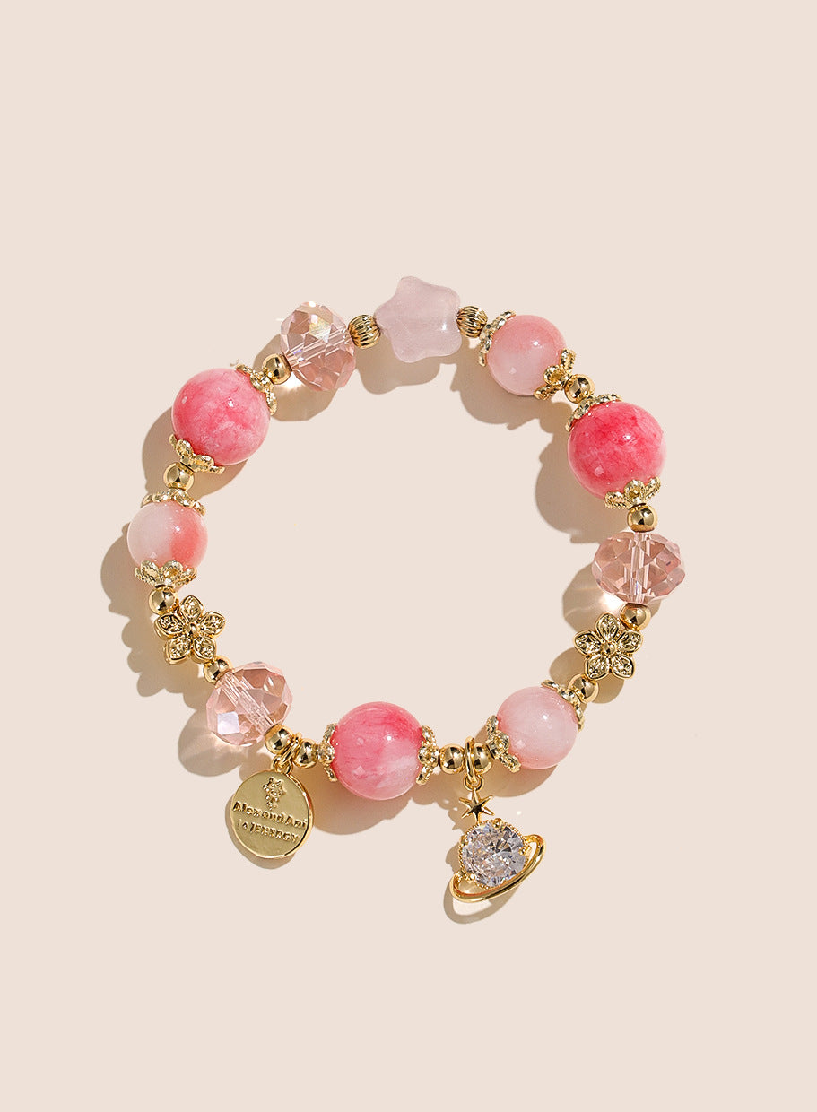 Planderful Fortune's Favor Bracelet – Elegant Cherry Blossom Stone Beads